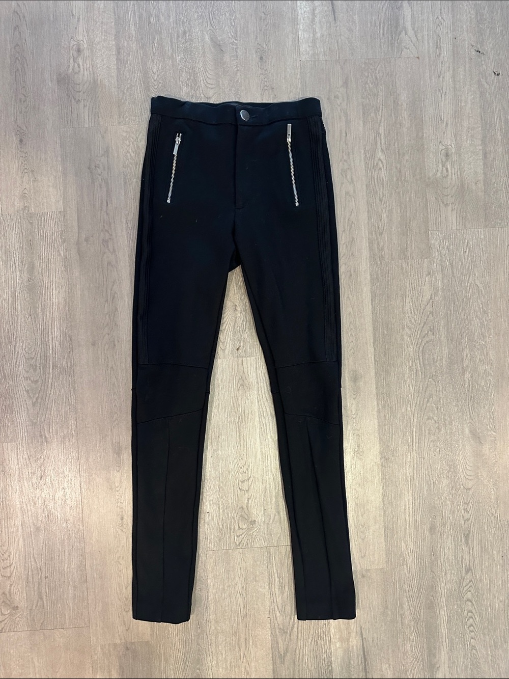 Zara Black Slim Zip-Pocket Joggers
